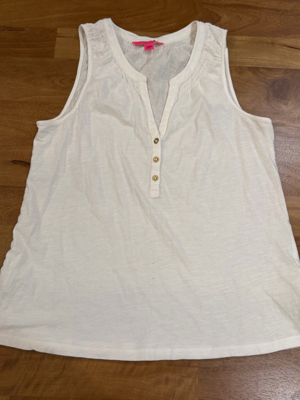 Lilly Pulitzer White Sleeveless Henley Tank Size Large